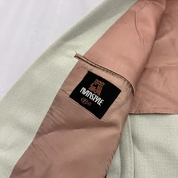 Vintage 70s Belk Mint Green Acetate Western 2-Button Suit Suits